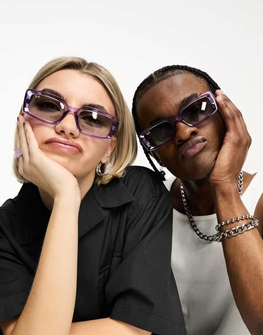 Ray-Ban - Kiliane - Rechthoekige zonnebril in transparant violet, 4 van 4