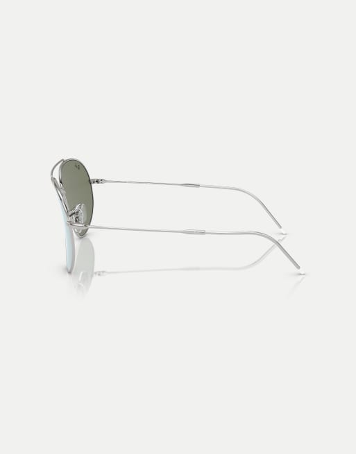 Ray-Ban - Lenny Kravitz x Aviator - Occhiali da sole stile aviatore argentati con lenti specchiate argentati, 2 di 3