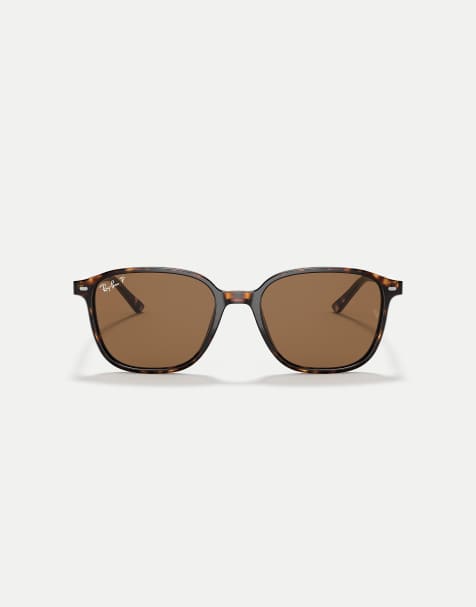 Ray-Ban - Leonard - Occhiali da sole squadrati tartarugati con lenti polarizzate marroni - view 1