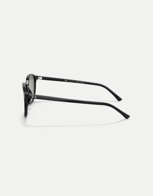 Ray-Ban Leonard square polarised sunglasses with green lens in black, 3 of 3