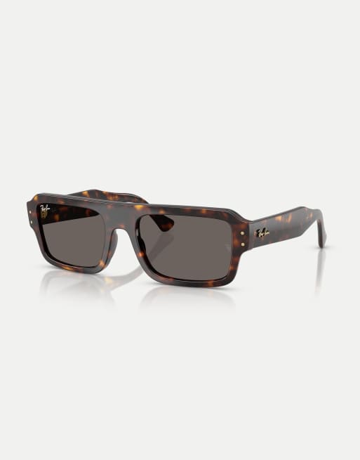 Ray-Ban - Lukas - Occhiali da sole rettangolari color Havana con lenti grigie, 3 di 4