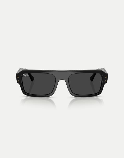 Ray-Ban – Lukas – Rechteckige, polarisierte Sonnenbrille in Schwarz mit schwarzen Gläsern - view 1