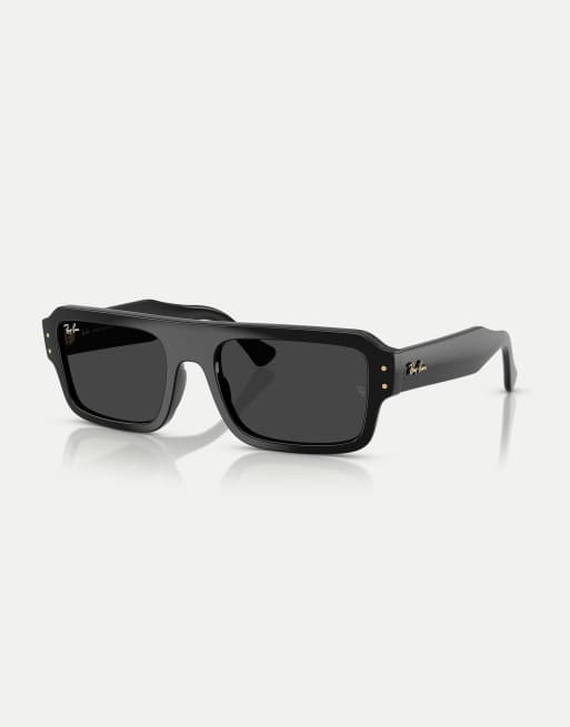 Ray-Ban – Lukas – Svarta, rektangulära solglasögon med svarta, polariserade glas, 3 av 3