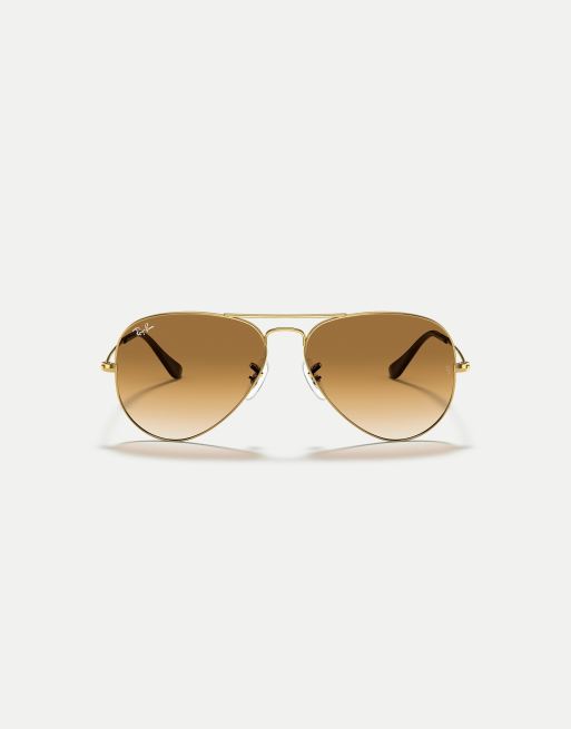 Ray-Ban - Lunettes de soleil aviateur à verres dégradés marron - Doré