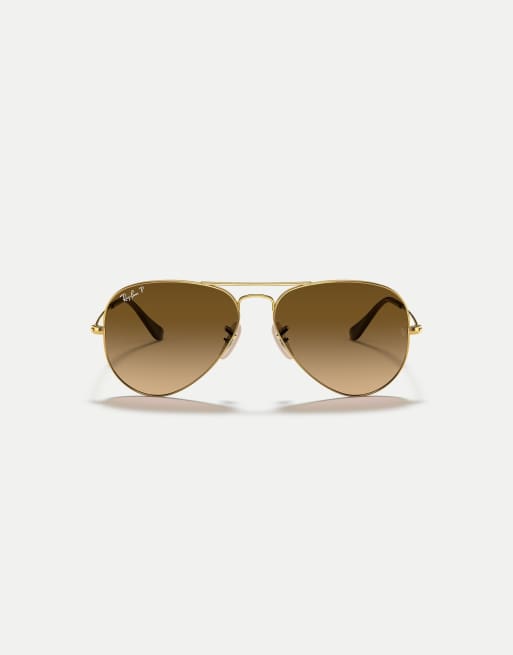 Ray-Ban - Lunettes de soleil aviateur à verres polarisés marron - Doré arista, 2 de 3