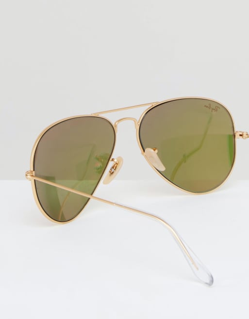 Ray-Ban - Lunettes de soleil aviateur en métal avec verres réfléchissants roses, 4 de 4