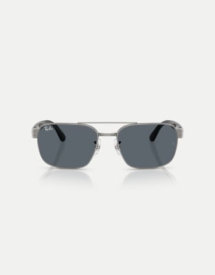 De soleil carrées à verres bleus - Gris acier L