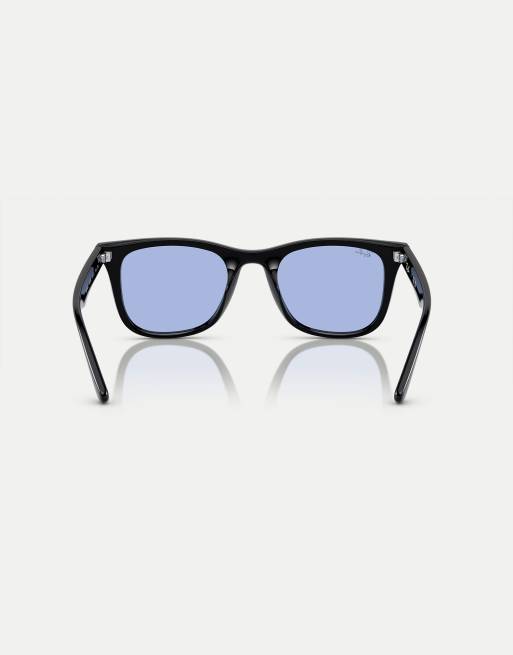 Ray-Ban - Lunettes de soleil carrées à verres bleus - Noir, 4 de 4