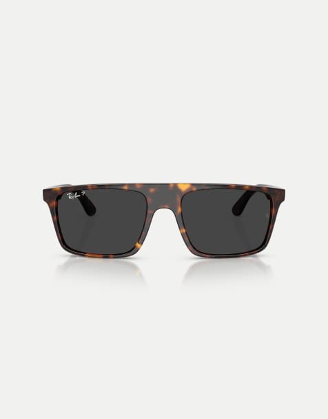 Ray-Ban - Lunettes de soleil carrées à verres noirs polarisés - Havane - view 1
