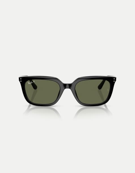 Ray-Ban - Lunettes de soleil carrées à verres polarisés verts - Noir - view 1
