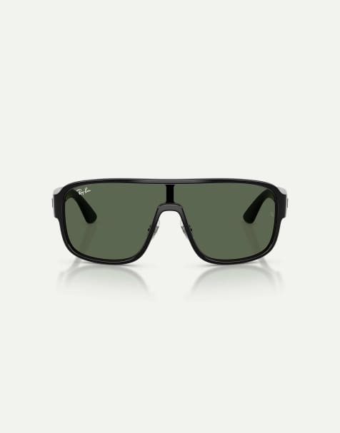 Ray-Ban lunettes de soleil carrées à verres verts noires - view 1