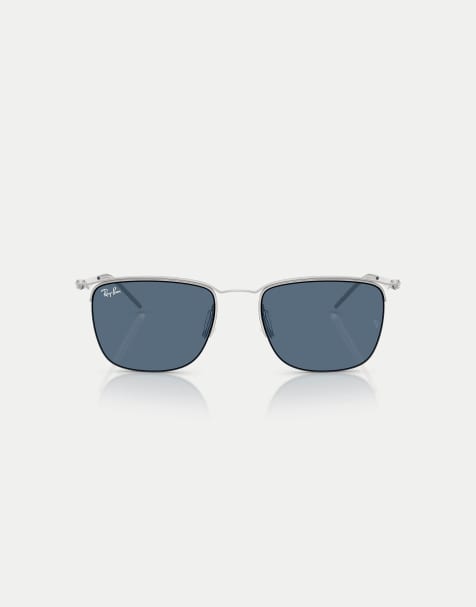Ray-Ban lunettes de soleil carrées avec verres bleus en argenté - view 1