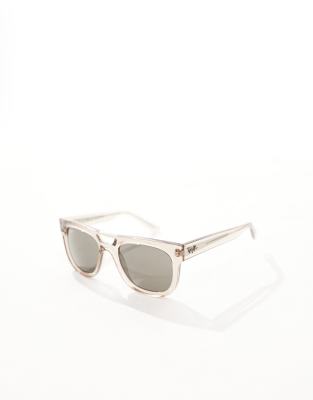 Ray-Ban - Lunettes de soleil carrées en acétate avec verres verts - Beige transparent 