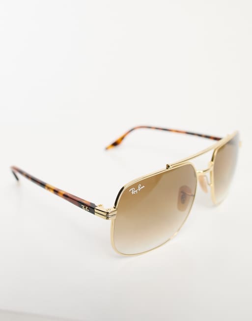Ray-Ban - Lunettes de soleil carrées style années 70 - Marron et doré, 3 de 4