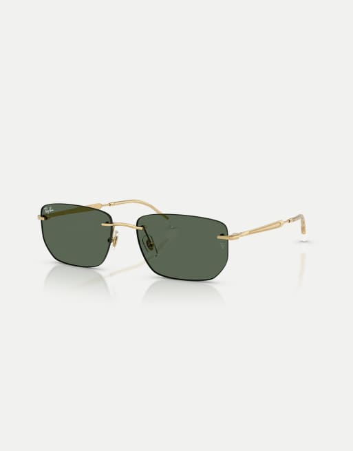 Ray-Ban - Lunettes de soleil irrégulières à verres verts - Doré arista