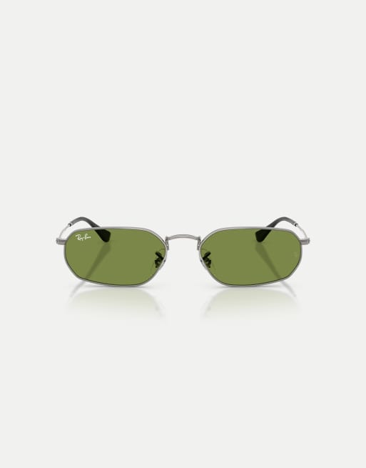Ray-Ban - Lunettes de soleil irrégulières avec verres verts - Gris acier