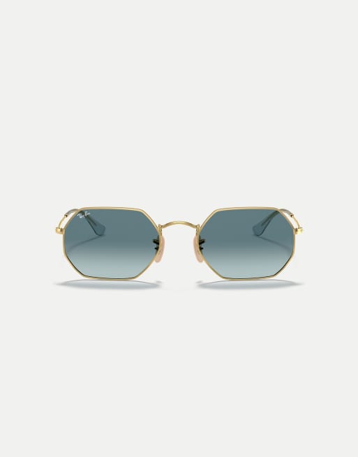 Ray-Ban - Lunettes de soleil octogonales irrégulières classiques avec verres bleus - Doré arista
