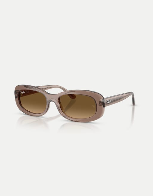 Ray-Ban - Lunettes de soleil ovales à verres marron et monture transparente - Beige, 2 de 3