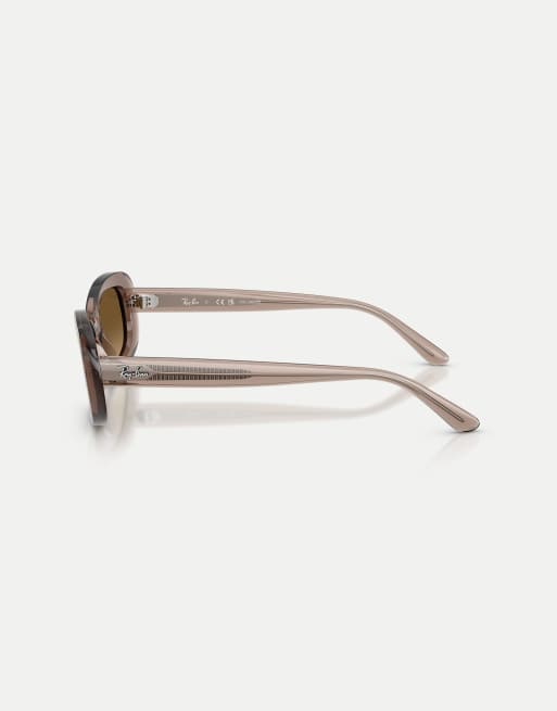 Ray-Ban - Lunettes de soleil ovales à verres marron et monture transparente - Beige, 3 de 3