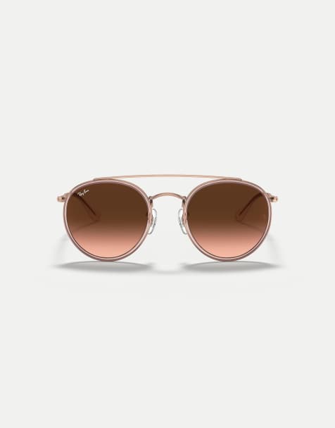 Ray-Ban lunettes de soleil rondes à double pont, verres marron, cuivre - view 1