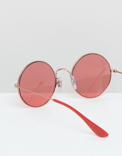 Lunette de cheap soleil rouge ronde