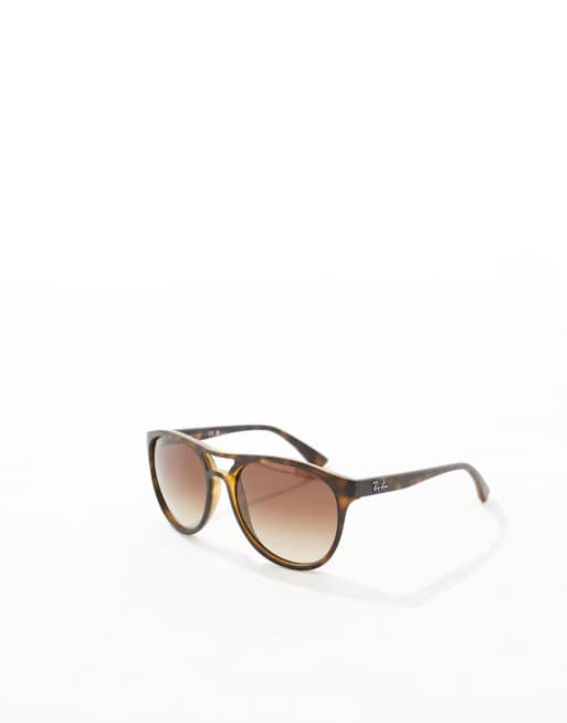Ray Ban Lunettes de soleil rondes avec pont a motif ecaille de tortue ASOS