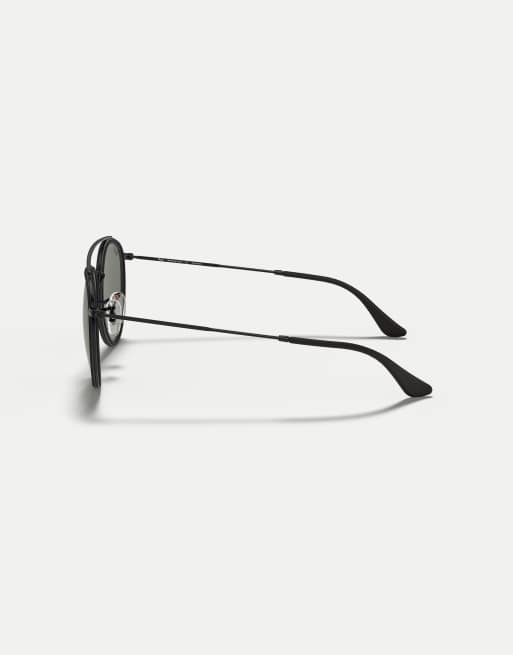 Ray-Ban - Lunettes de soleil rondes avec verres verts polarisés et double pont - Noir, 4 de 4