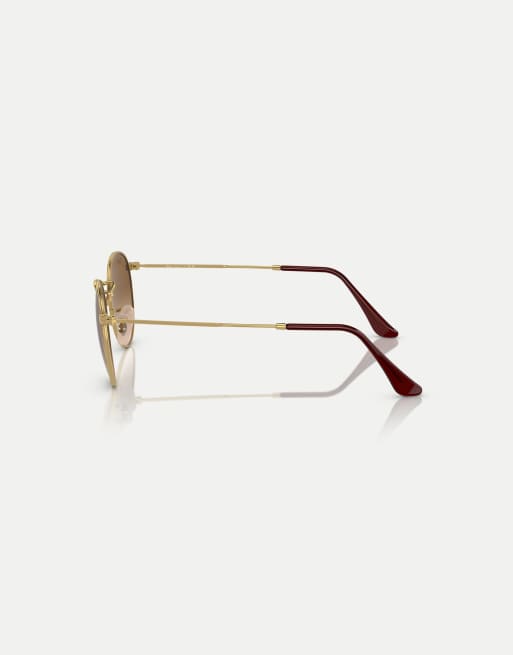Ray-Ban - Lunettes de soleil rondes en métal à verres marron - Doré, 2 de 3