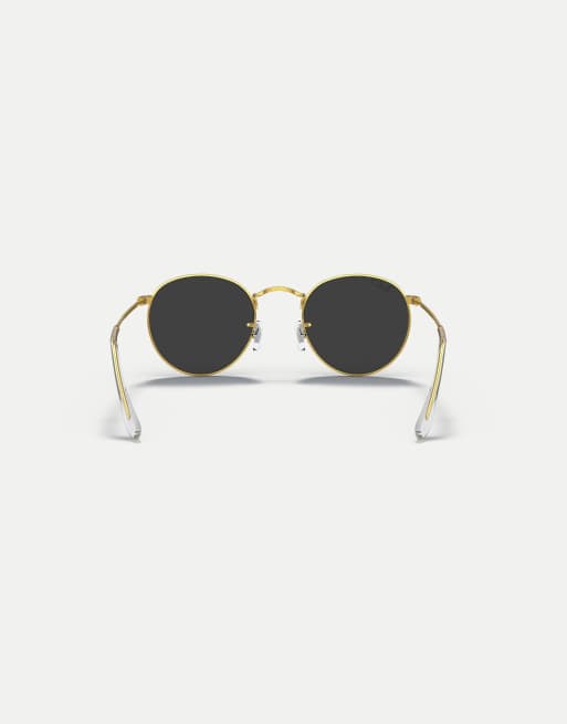 Ray-Ban - Lunettes de soleil rondes en métal avec verres noirs polarisés - Doré, 2 de 3