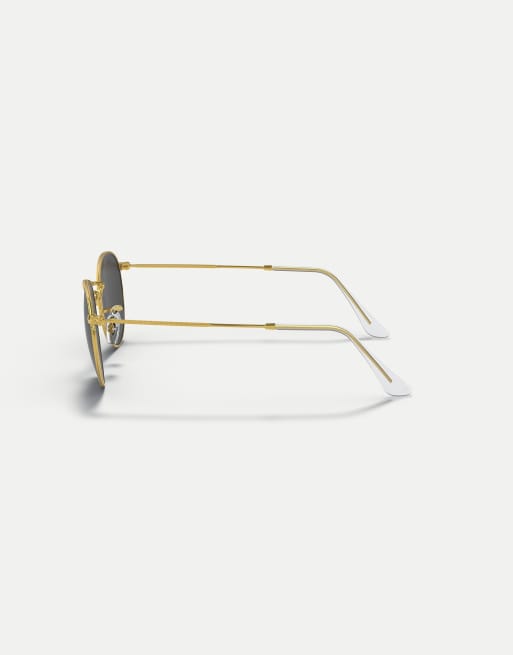 Ray-Ban - Lunettes de soleil rondes en métal avec verres noirs polarisés - Doré, 4 de 4