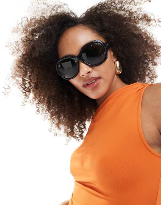 Ray Ban Lunettes de soleil rondes oversize Noir