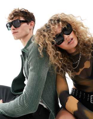 Ray-Ban - Magellan - Eckige Oversize-Sonnenbrille in Schwarz