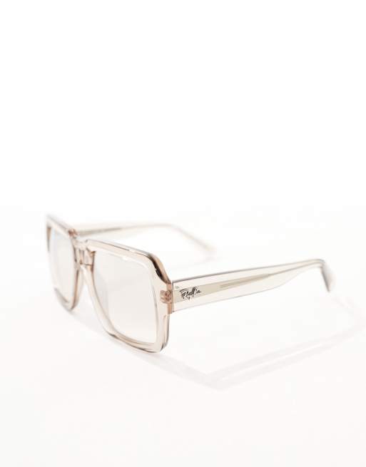 Ray-Ban magellan oversized square sunglasses in beige | ASOS display picture 1
