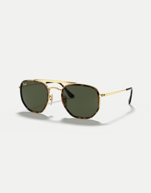 Ray-Ban Marshal ii irregular sunglasses with green lens in arista gold, 3 of 4