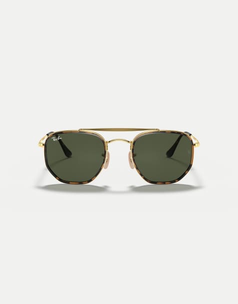 Ray-Ban Marshal ii Sonnenbrille mit unregelmäßiger Form und grünen Gläsern in Arista Gold - view 1