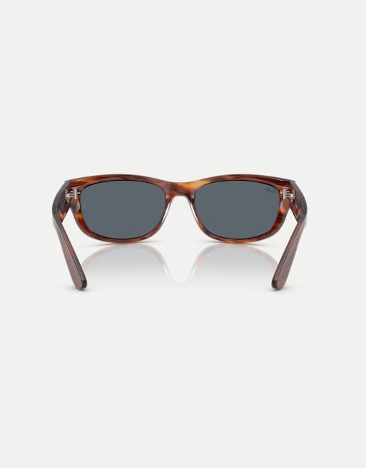 Ray-Ban - Mega Balorama - Lunettes de soleil rectangulaires avec verres bleus et monture à rayures - Havane, 2 de 3