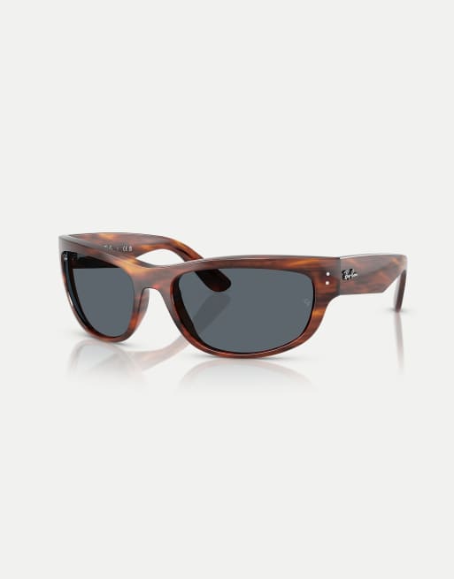 Ray-Ban - Mega Balorama - Lunettes de soleil rectangulaires avec verres bleus et monture à rayures - Havane, 3 de 3