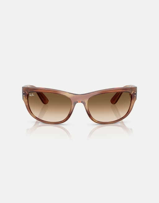 Ray-Ban – Mega Balorama – Rechteckige Sonnenbrille in Striped Brown mit braunen Gläsern, 2 von 3