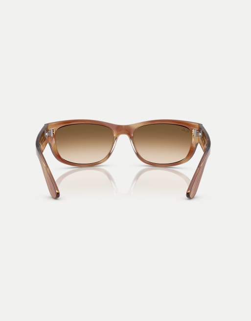 Ray-Ban – Mega Balorama – Rechteckige Sonnenbrille in Striped Brown mit braunen Gläsern, 3 von 3