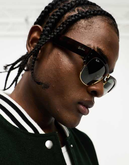 Ray-Ban – Mega Club Master – Runde Sonnenbrille mit Schildpattoptik und Gläsern in Grün, 2 von 4