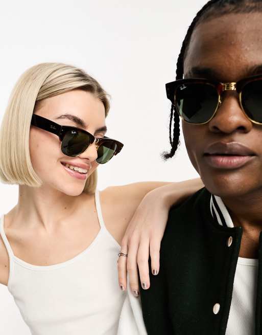 Ray-Ban Mega Clubmaster round sunglasses in tort with green lens, 3 of 4