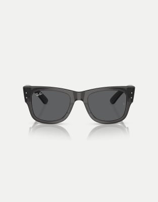 Ray-Ban - Mega - Eckige Wayfarer-Sonnenbrille in transparentem Schwarz mit grauen Gläsern