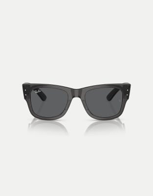 Ray-Ban – Mega – Eckige Wayfarer-Sonnenbrille in transparentem Schwarz mit grauen Gläsern - view 1