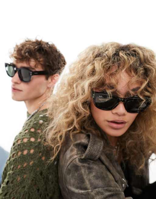 Ray Ban Mega Hawkeye Lunettes de soleil rondes Noir ASOS