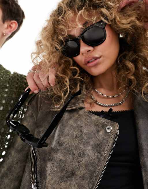Ray-Ban – Mega Hawkeye – Runde Sonnenbrille in Schwarz  , 3 von 4
