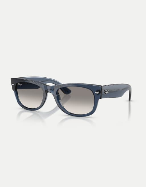 Ray-Ban – Mega II – Eckige Wayfarer-Sonnenbrille in transparentem Dunkelblau mit grauen Gläsern, 2 von 4