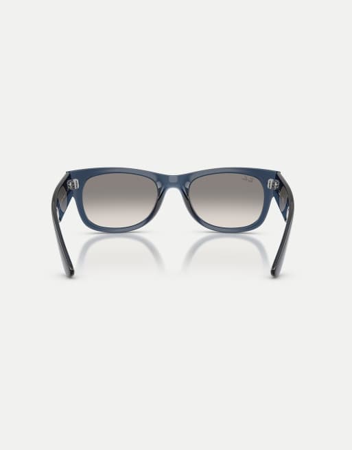 Ray-Ban – Mega II – Eckige Wayfarer-Sonnenbrille in transparentem Dunkelblau mit grauen Gläsern, 3 von 4