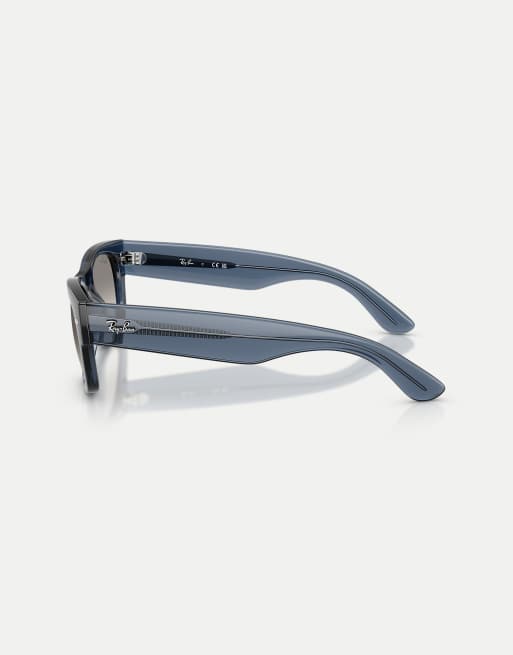 Ray-Ban – Mega II – Eckige Wayfarer-Sonnenbrille in transparentem Dunkelblau mit grauen Gläsern, 4 von 4