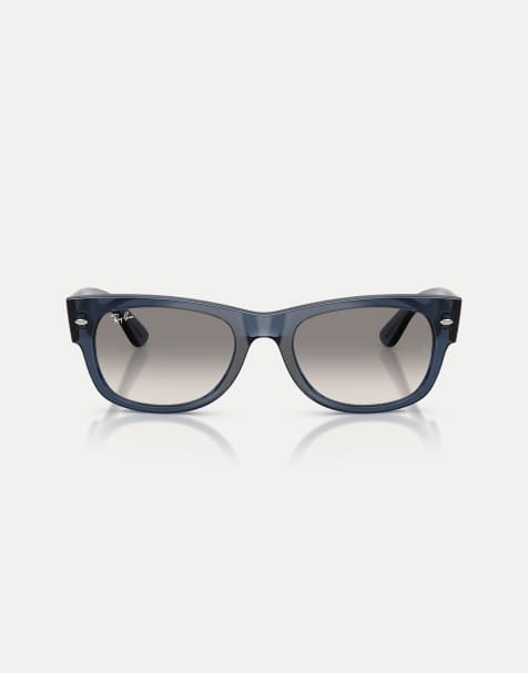 Ray-Ban - Mega Wayfarer II - Occhiali da sole squadrati color blu scuro trasparente con lenti grigie - view 1