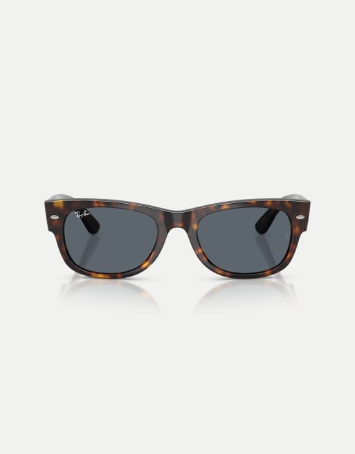 Ray-Ban - Mega Wayfarer II - Occhiali da sole squadrati colore havana con lenti blu